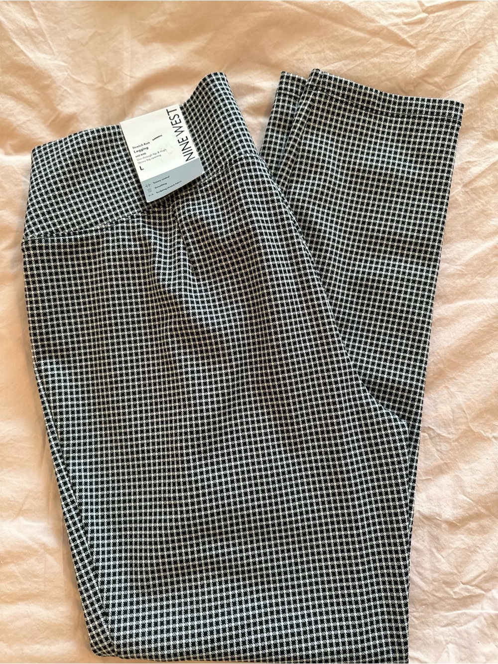 Nine West Black & White Checked Cropped Pants